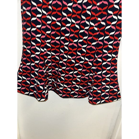 Boden Violette Navy Red Ribbon Print Ruffled Hem Elegant Sheath Dress Size 6 - Picture 4 of 7